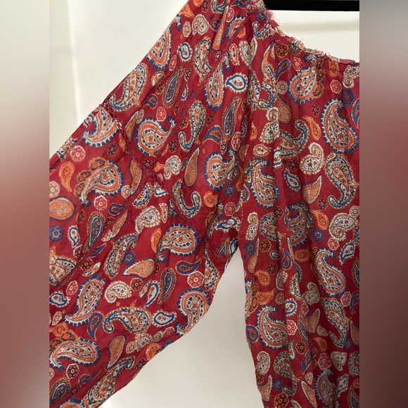 EUC Free People Sundown Rust Red Paisley Print Off-the-Shoulder Bodysuit XS - Picture 8 of 8